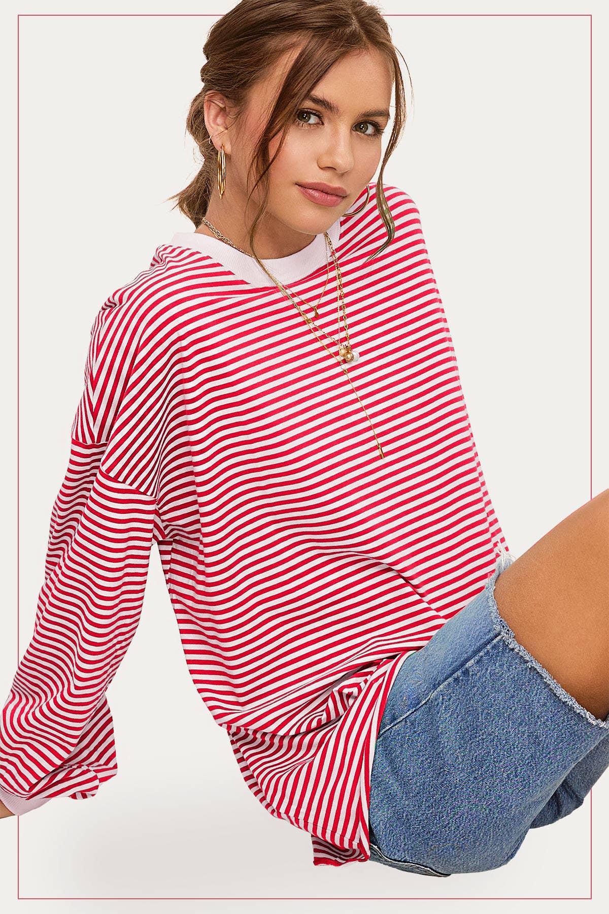 Oversized Striped Long Sleeve Pullover
