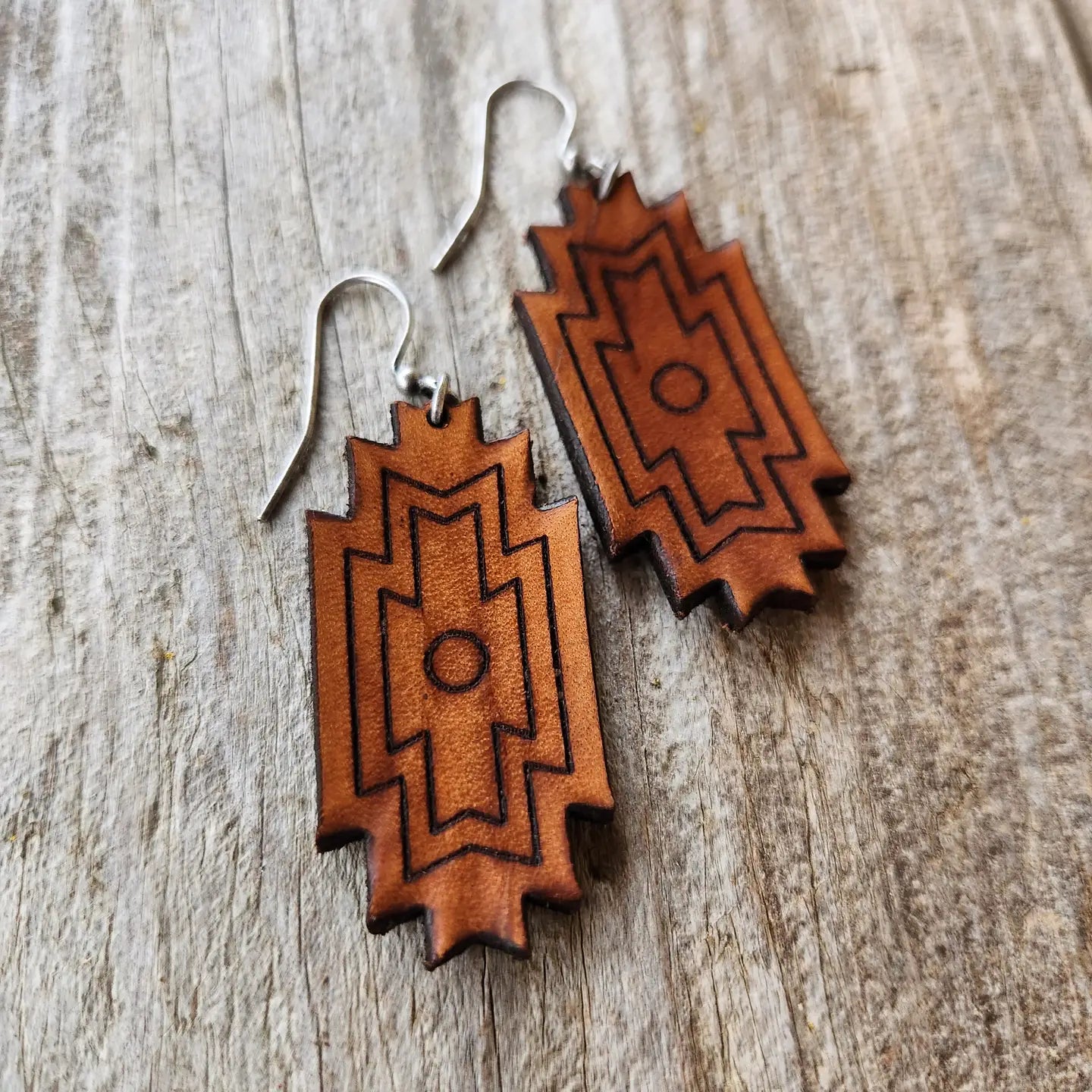 Handmade Tooled Leather Earrings