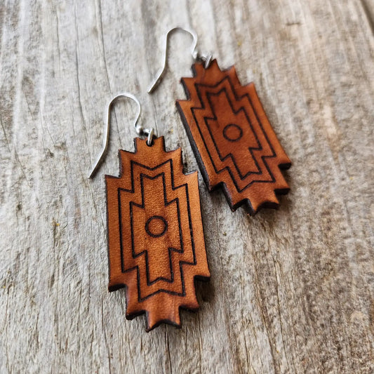 Handmade Tooled Leather Earrings