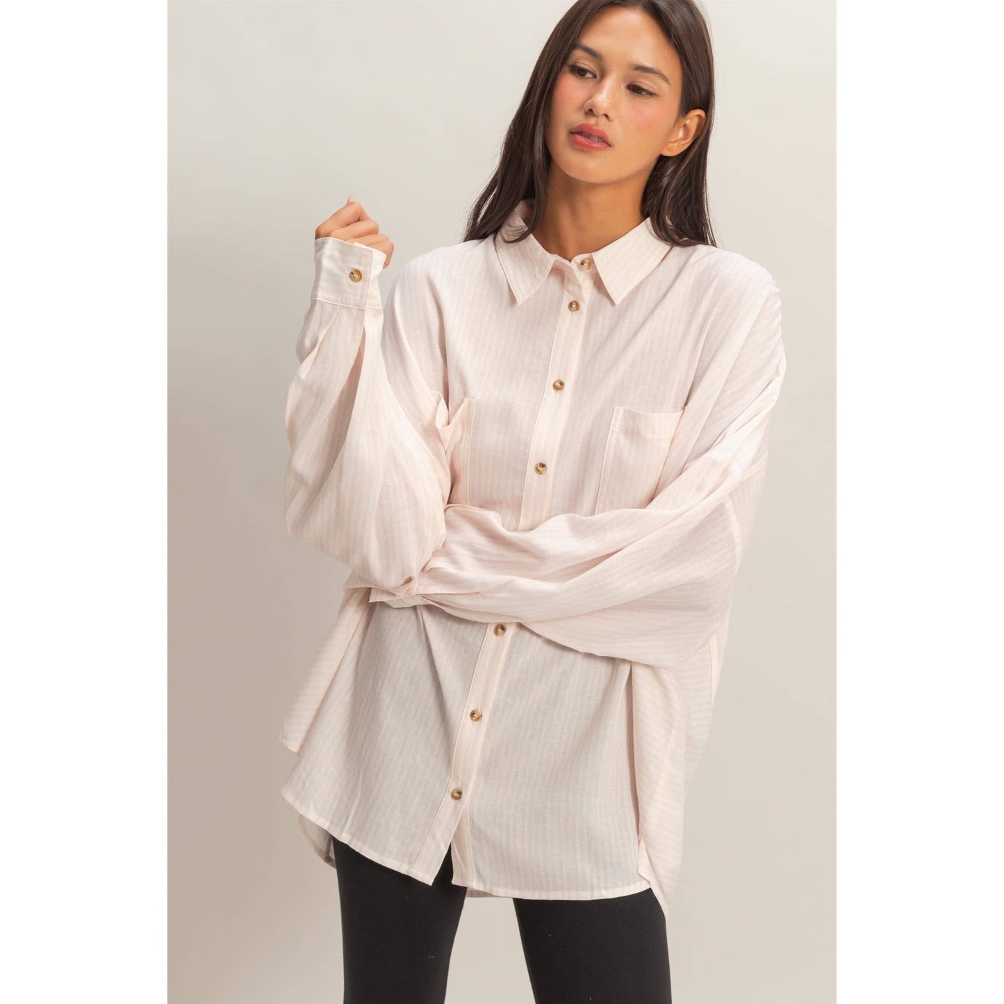 Oversized Striped Button-Up Shirt