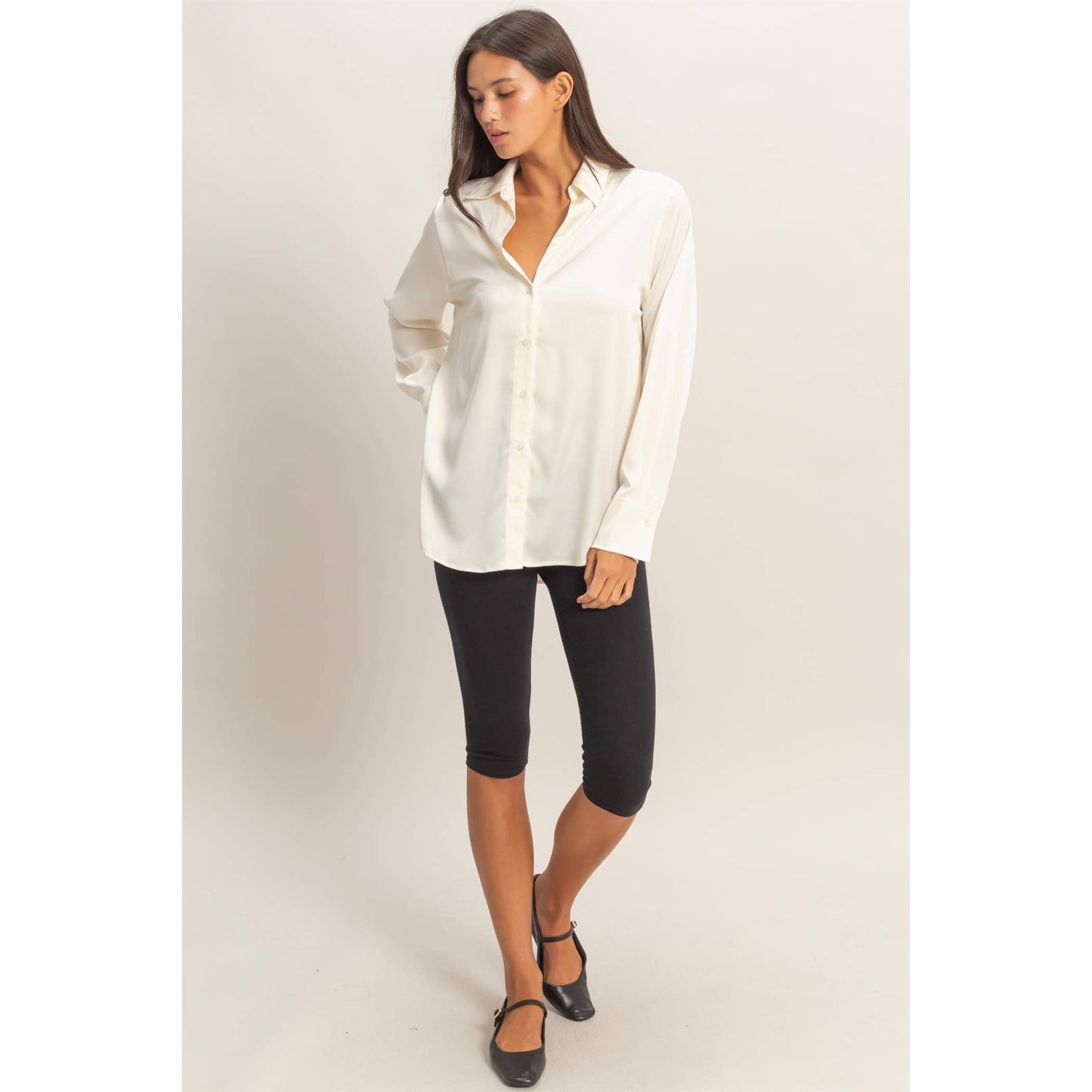 Satin Button-Up Shirt