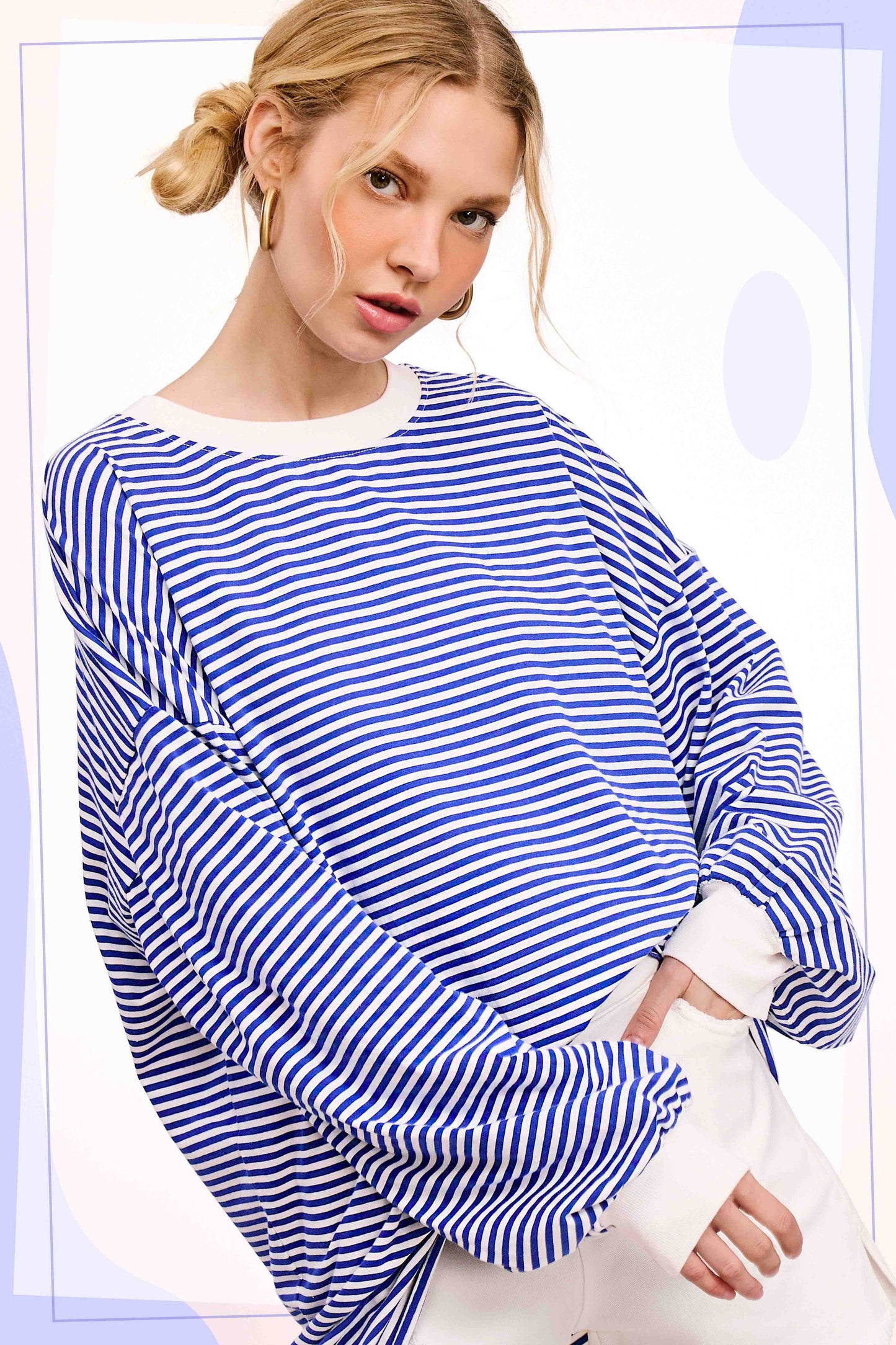 Oversized Striped Long Sleeve Pullover