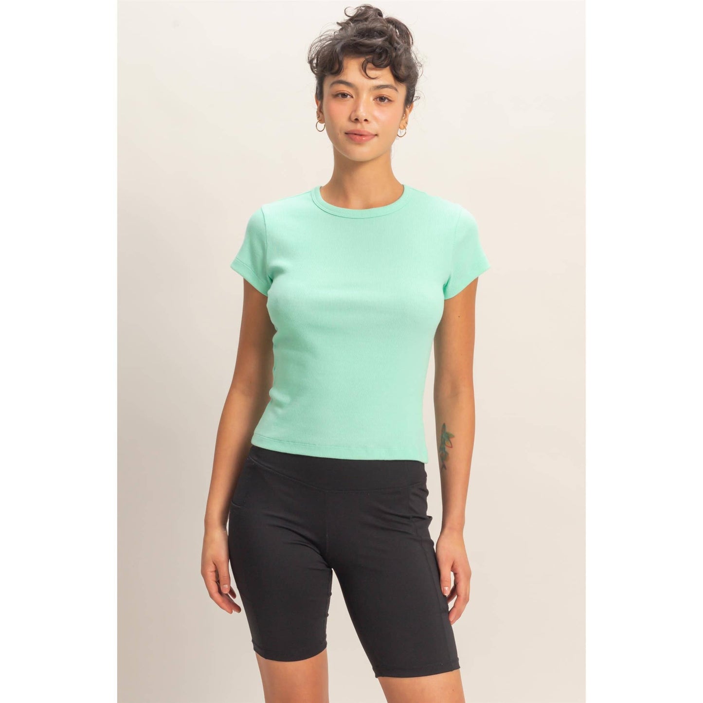Basic Ribbed Short Sleeve Top