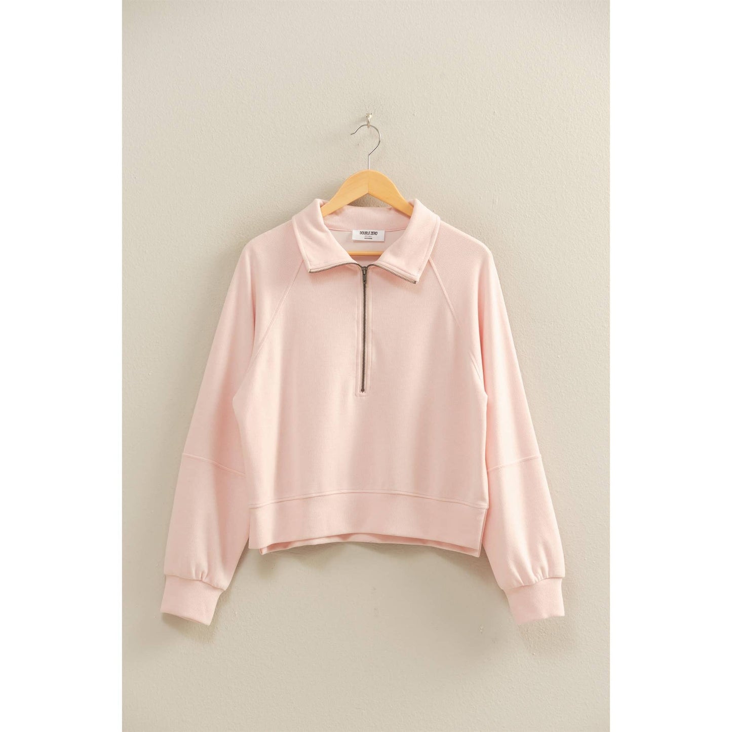 Soft Ribbed Half-Zip Long Sleeve Sweatshirt