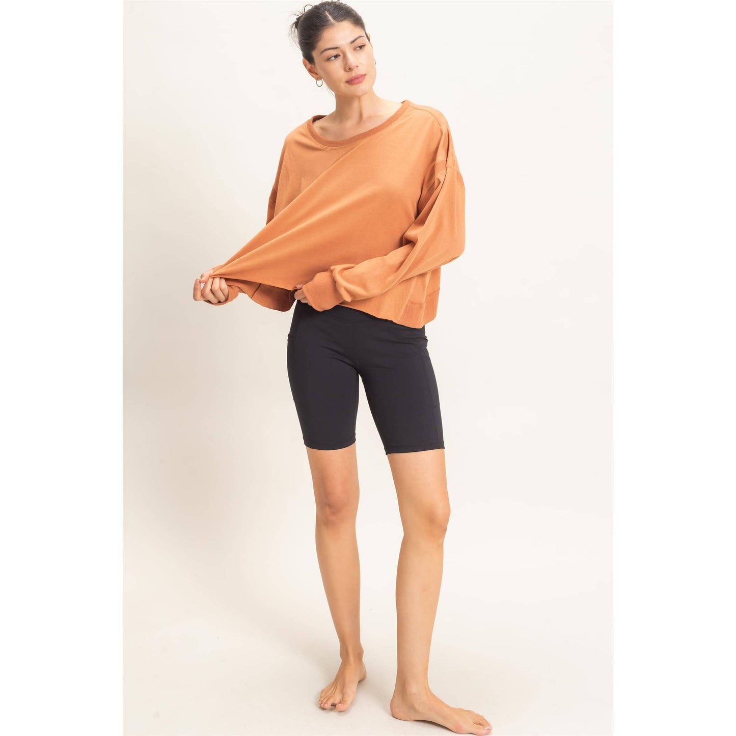 Open Back Crew Neck Top