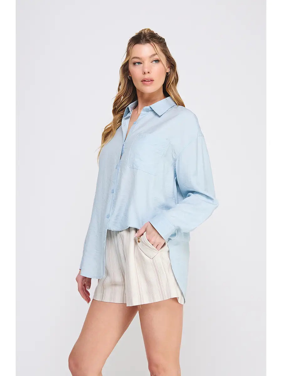 Textured Woven Button-Up Shirt