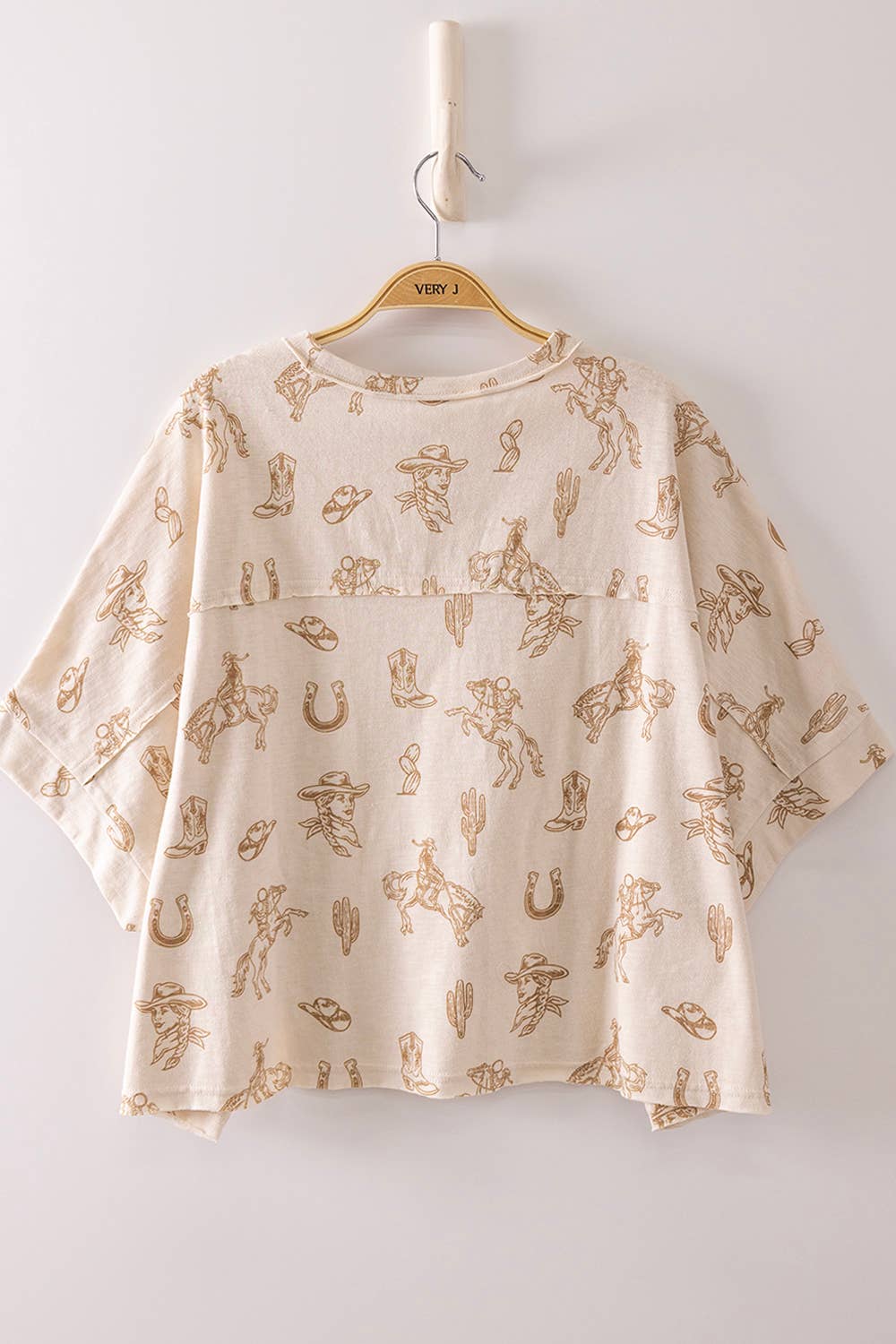 Dolman Sleeve Western Graphic Casual Knit Top