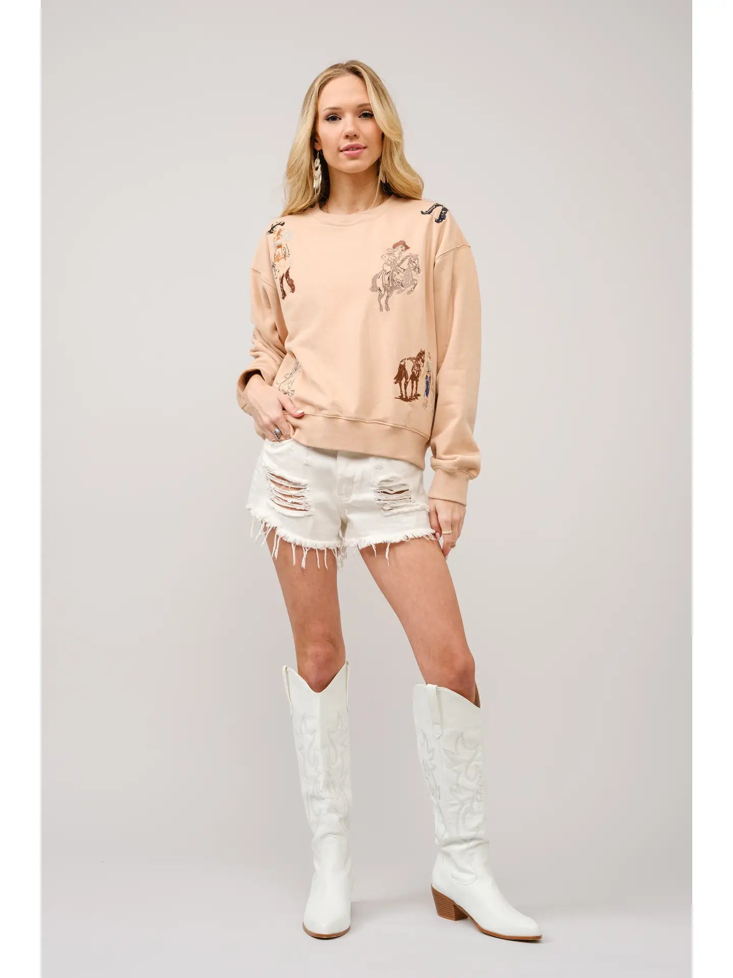 Western Embroidered Graphic Sweatshirt