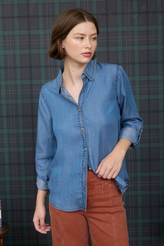 Chambray Button Down Top