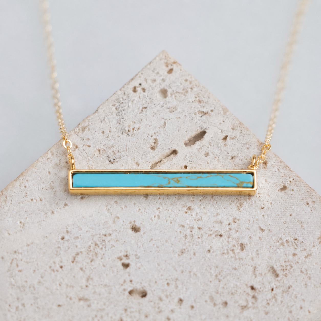 Gold Turquoise Bar Necklace