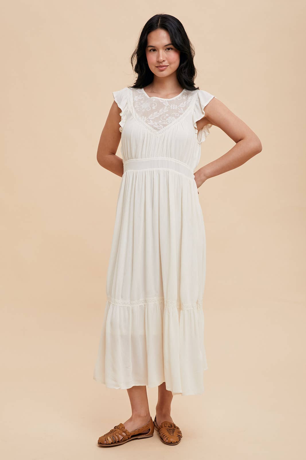 Lace Open Back Midi Dress