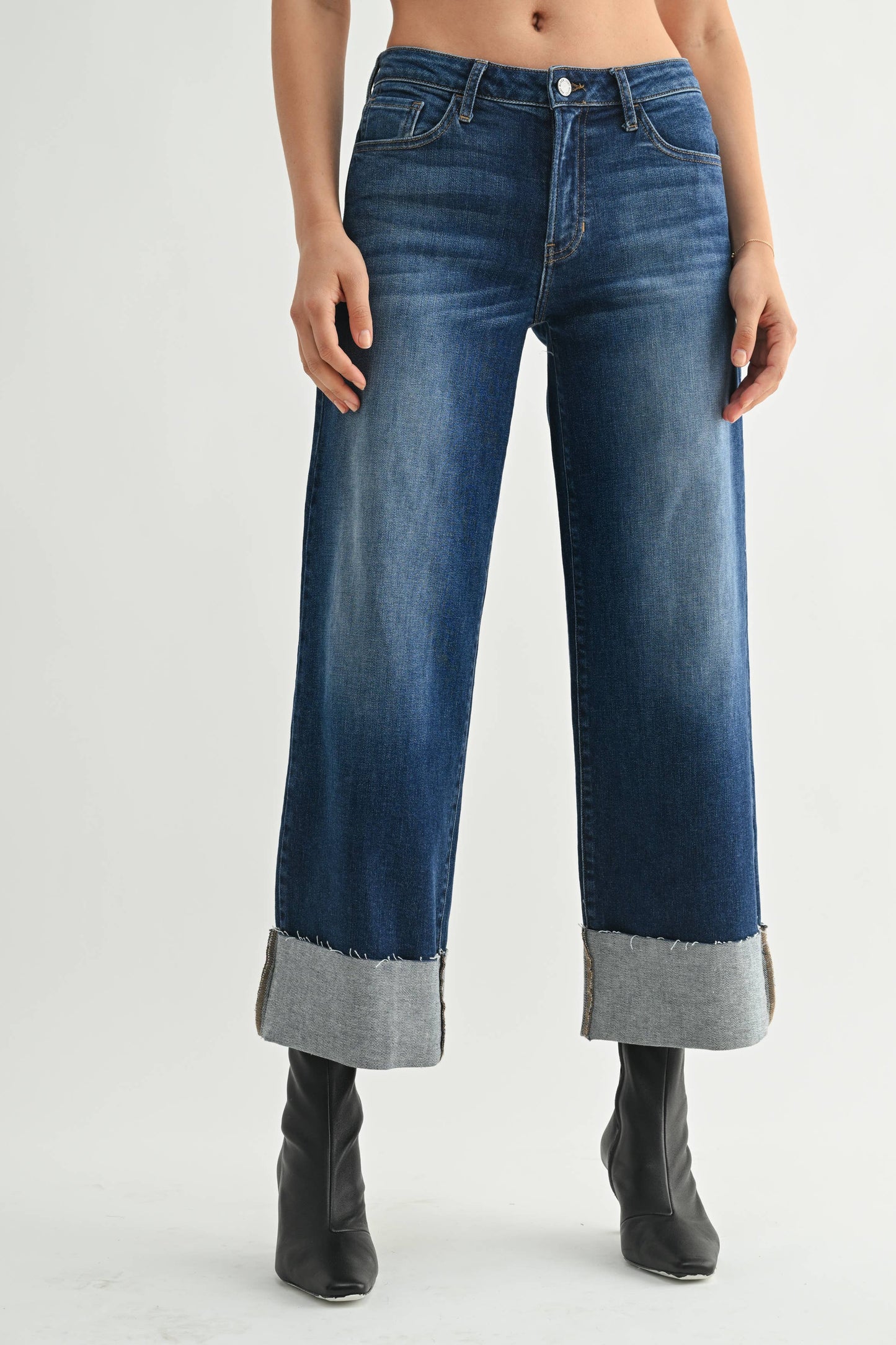 Scissor Cut Cuffed Wide Leg