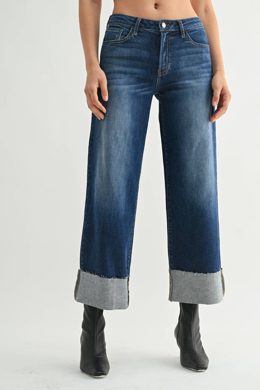 Scissor Cut Cuffed Wide Leg
