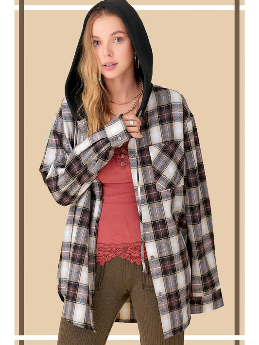 Button Down Hooded Flannel
