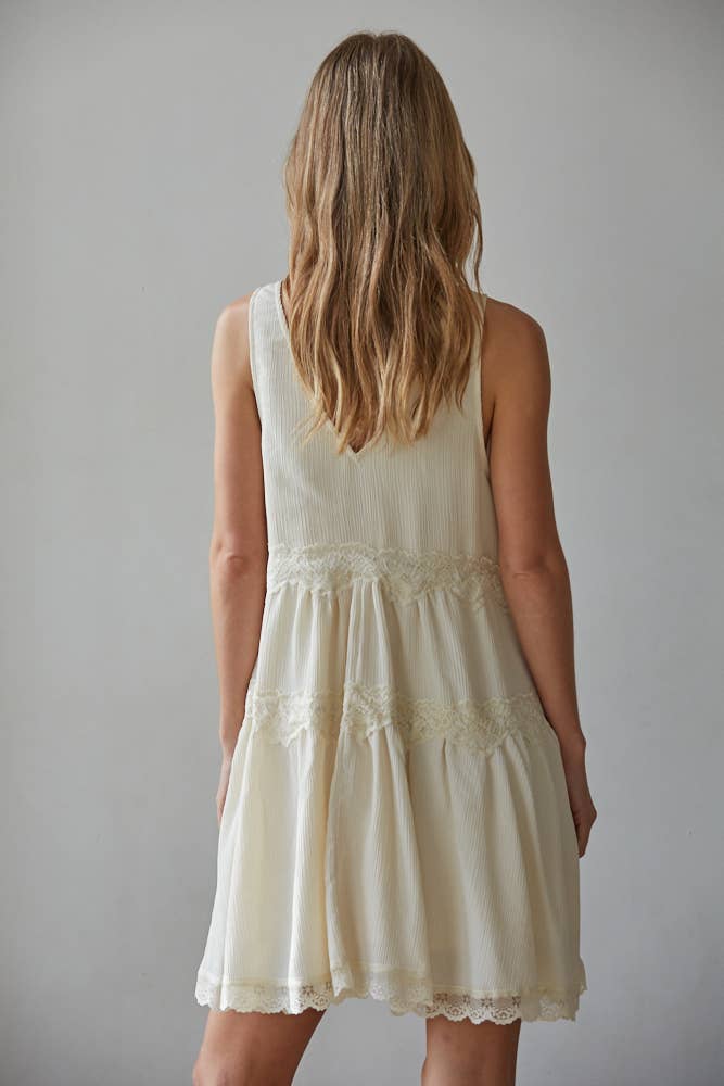 Woven Plunged V-Neck Sleeveless Mini Dress