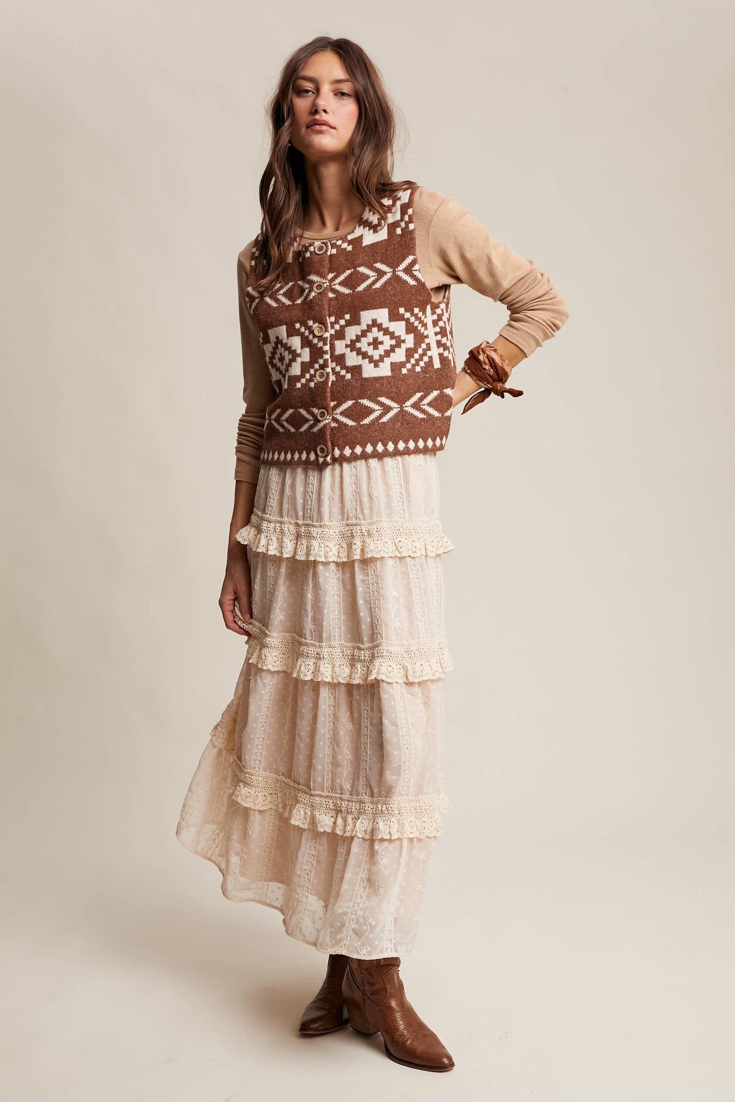 Southwestern Button-Up Wool Vest