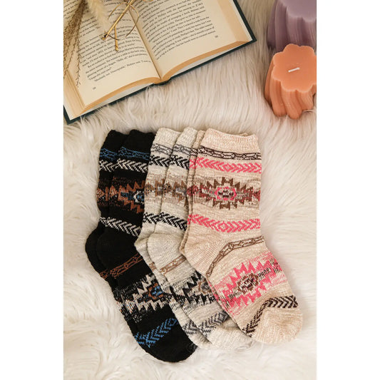 Aztec Graphic Cozy Crew Socks