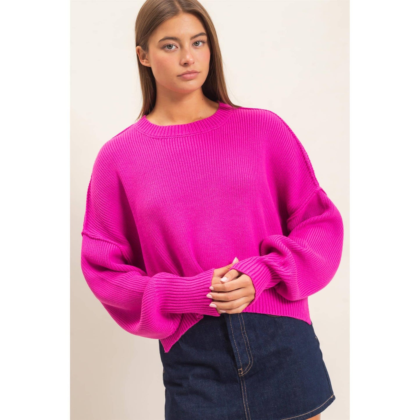 Ribbed Drop Shoulder Sweater