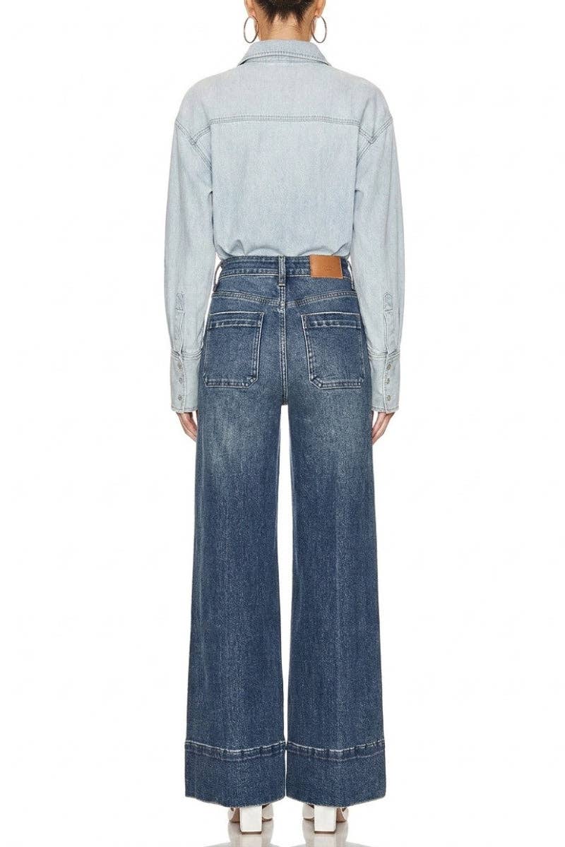 High Rise Tummy Control Slim Palazzo Jeans