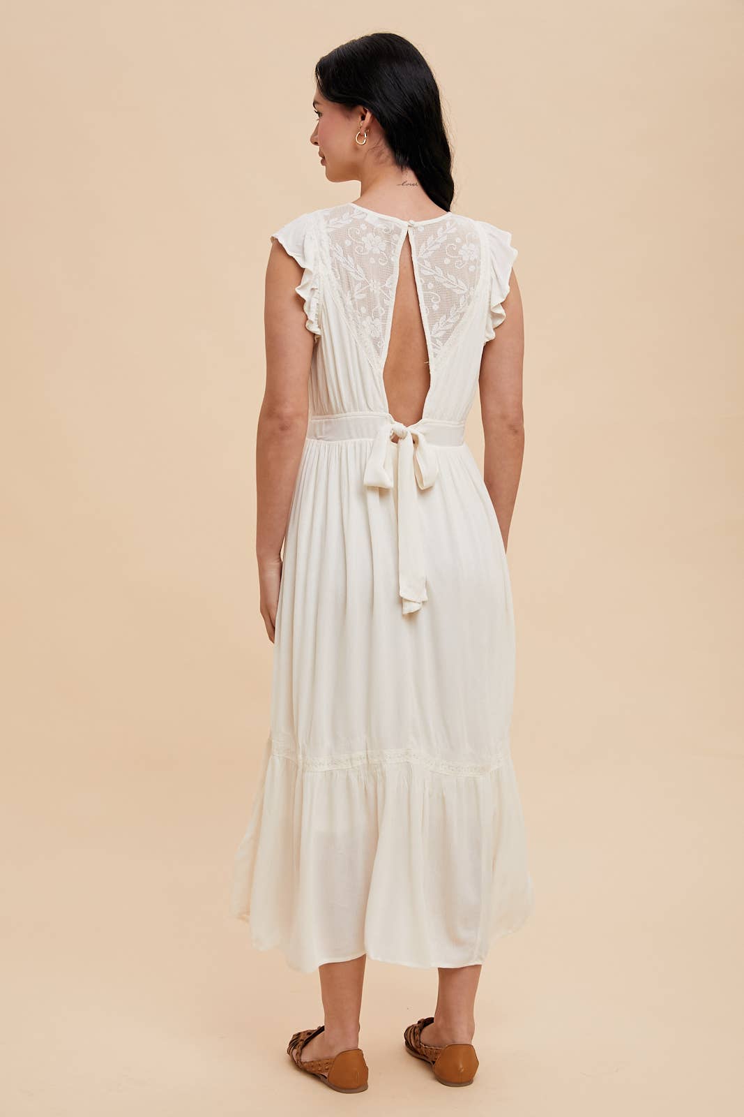 Lace Open Back Midi Dress