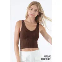 Vintage Chocolate Reversible Crop Tank