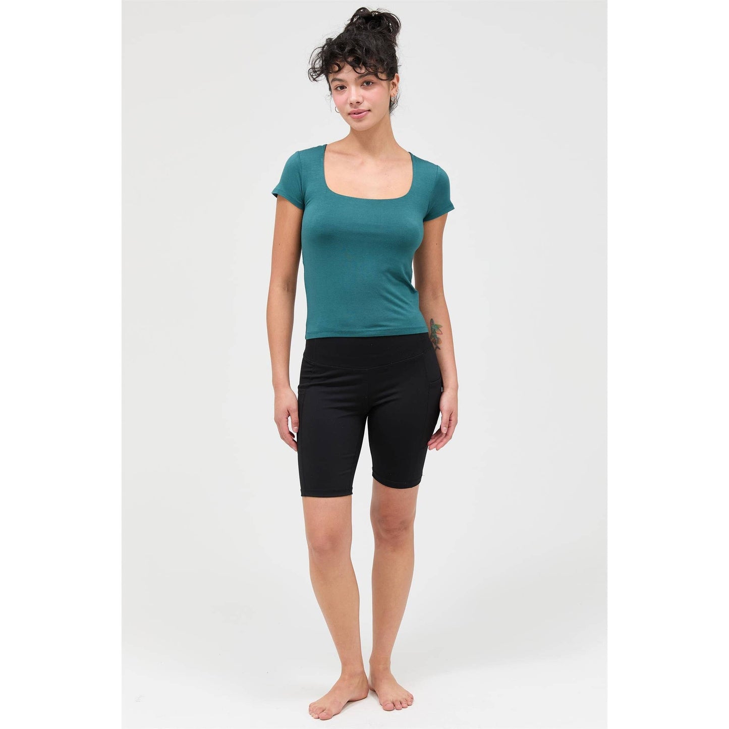 Square Neck Cap Sleeve Top