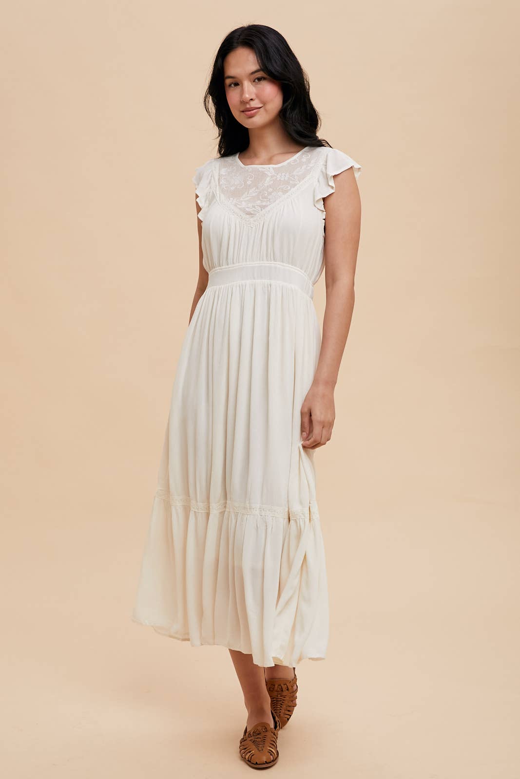 Lace Open Back Midi Dress