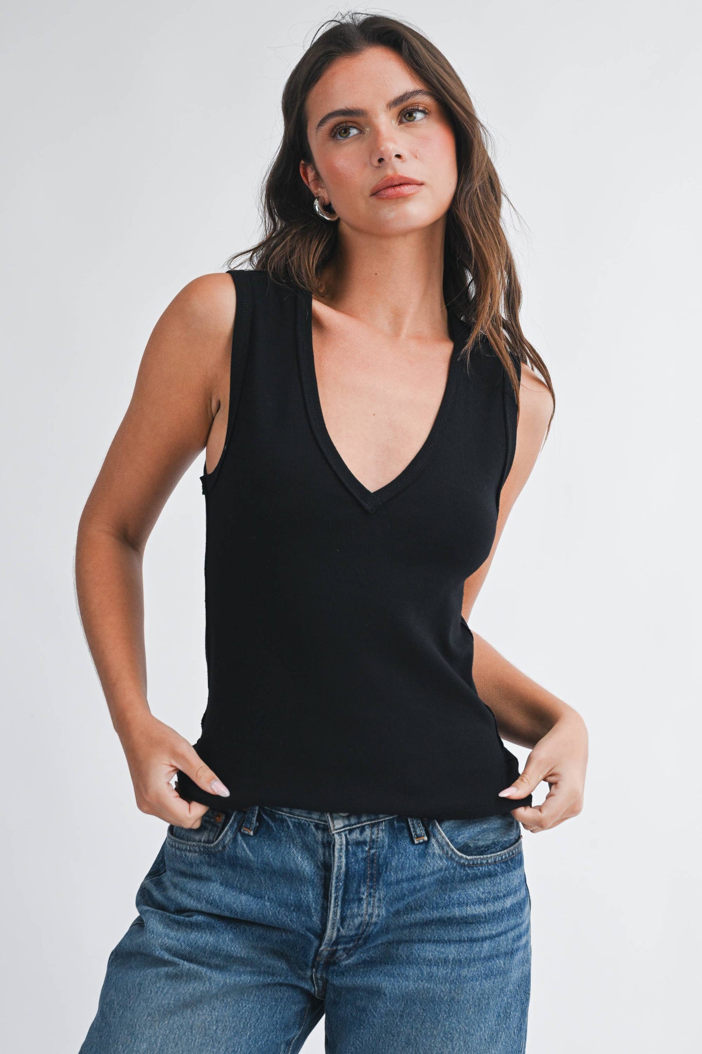 Ribbed V-Neck Tank Top