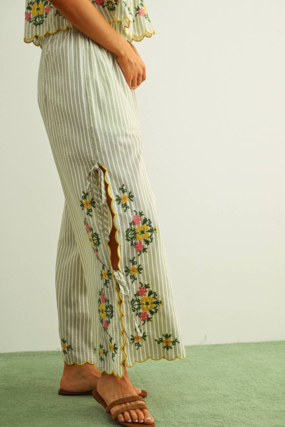 Floral Embroidered Pants
