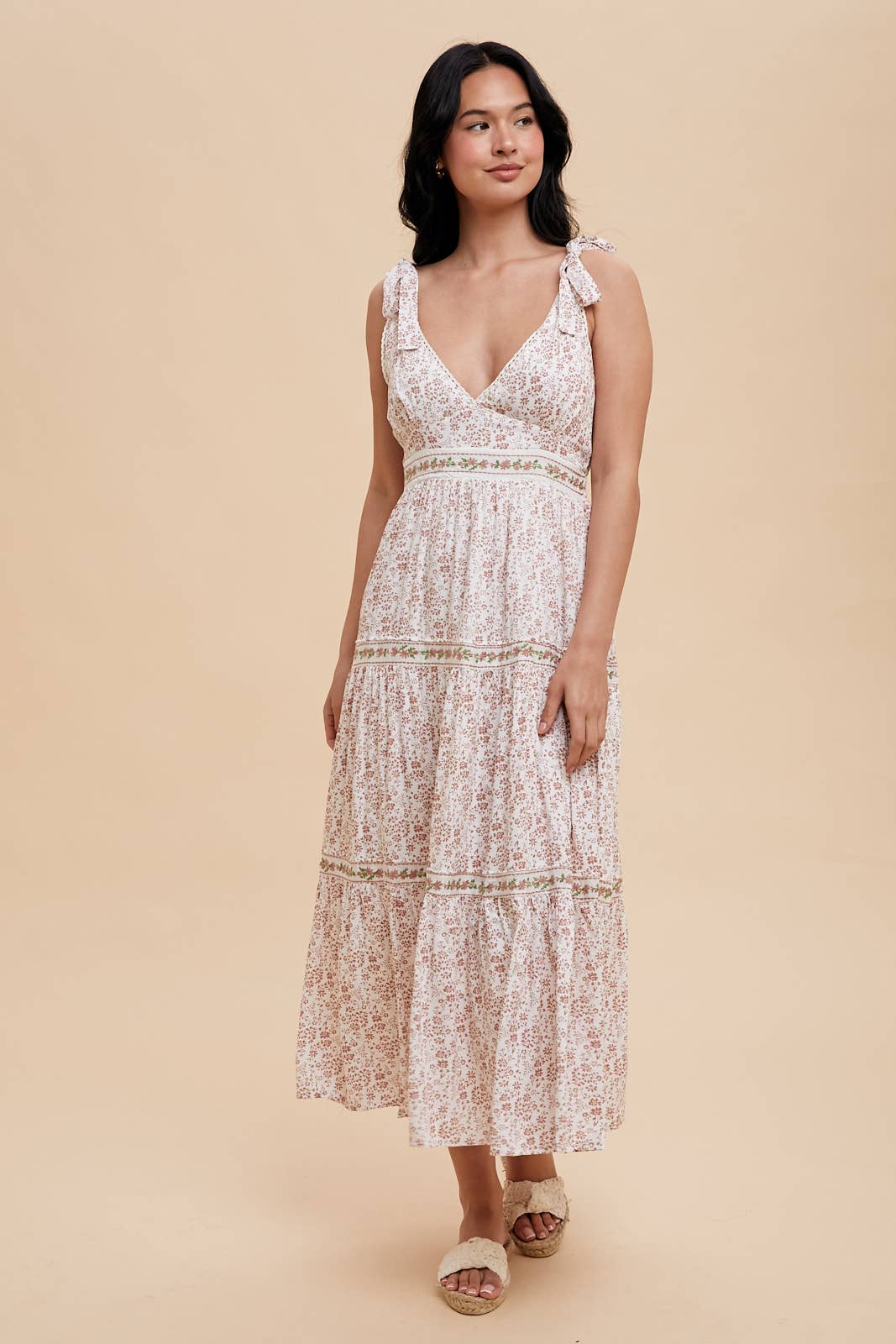 Tiered Tie Strap Midi Dress