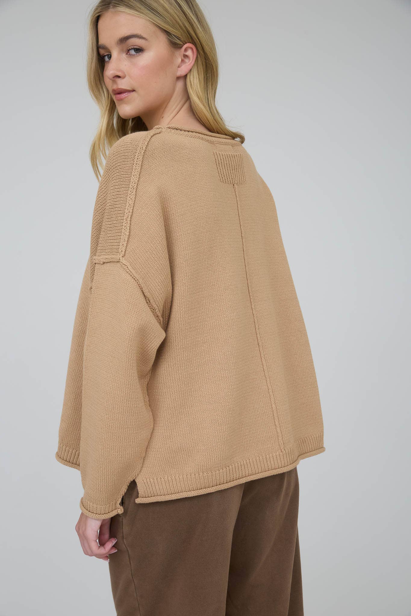 Raw Edge Drop Shoulder Sweater
