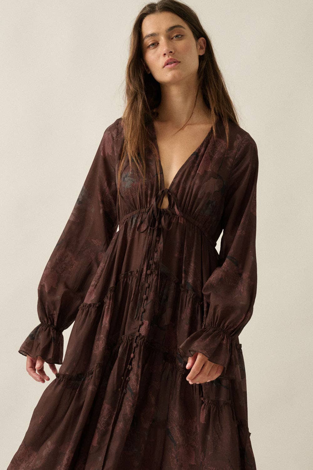 Floral Chiffon High-Low Midi Dress