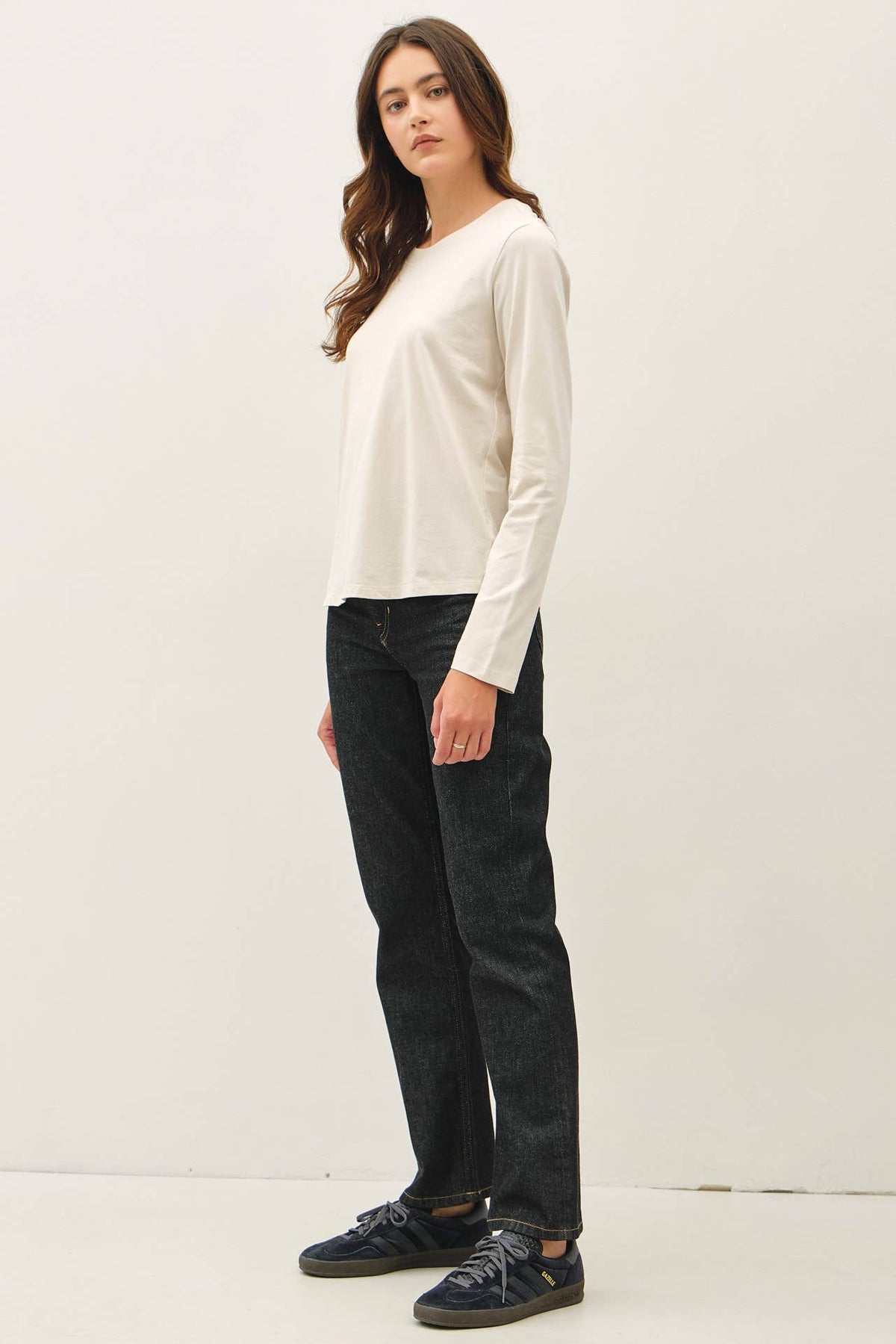 Washed Cotton Long Sleeve Top