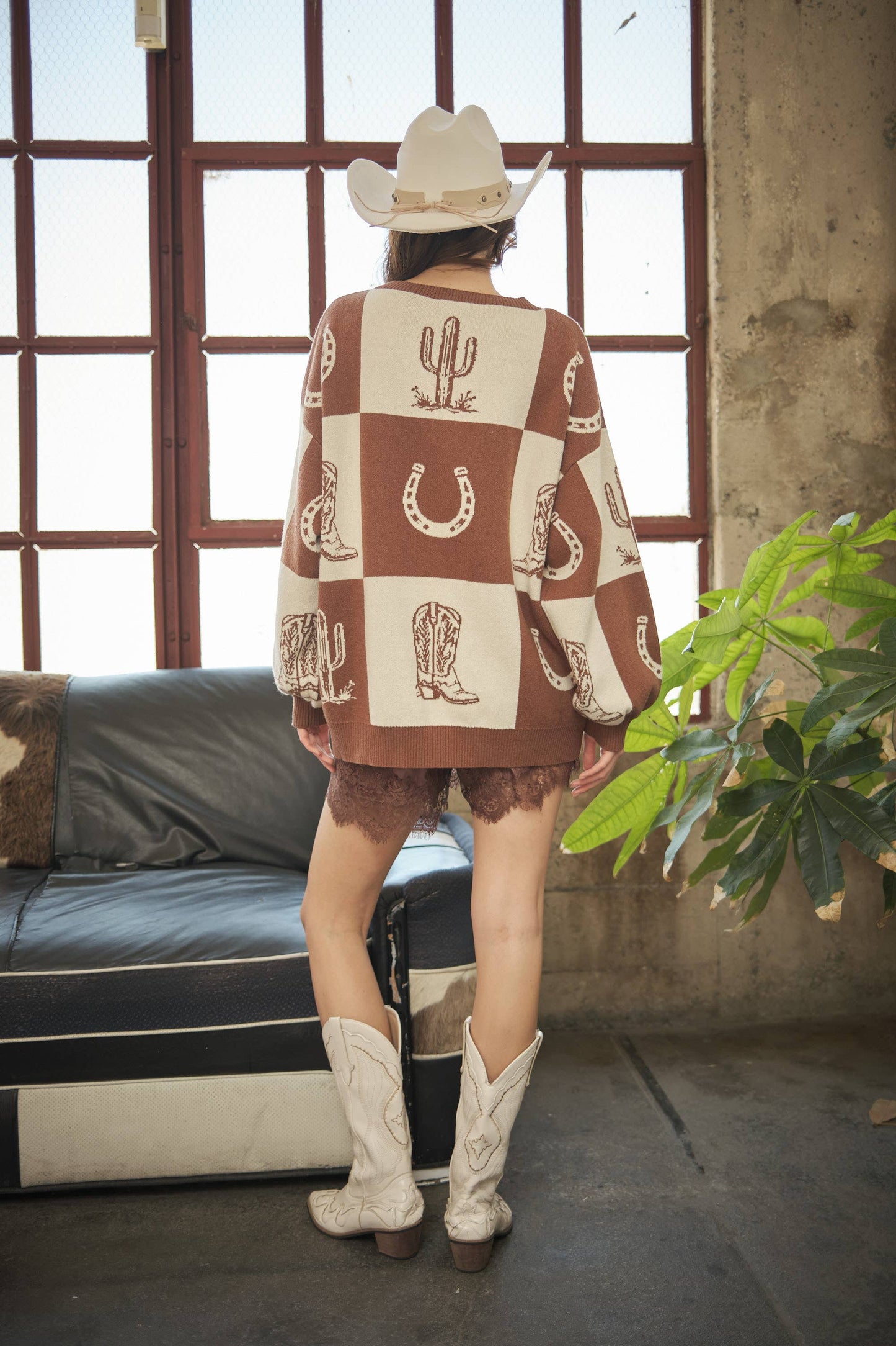 Western Graphic Oversized Sweater