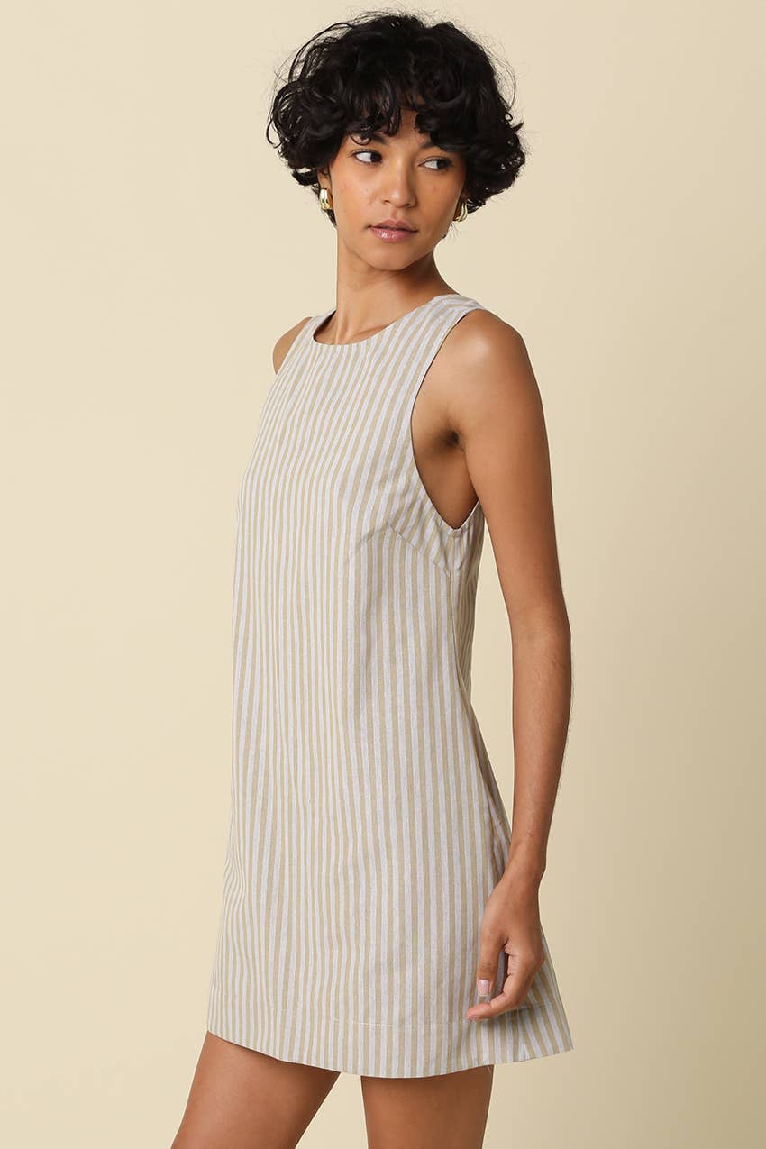 Charis Stripe Open-Back Mini Dress