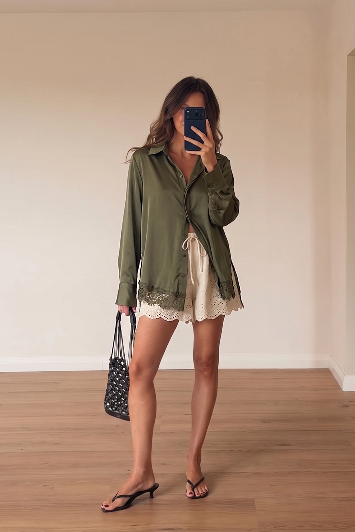 Lace Satin Effect Shirt