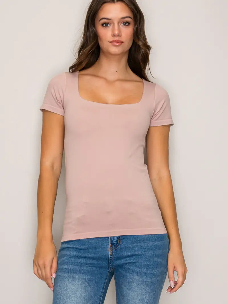 Square Neck Short Sleeve Top