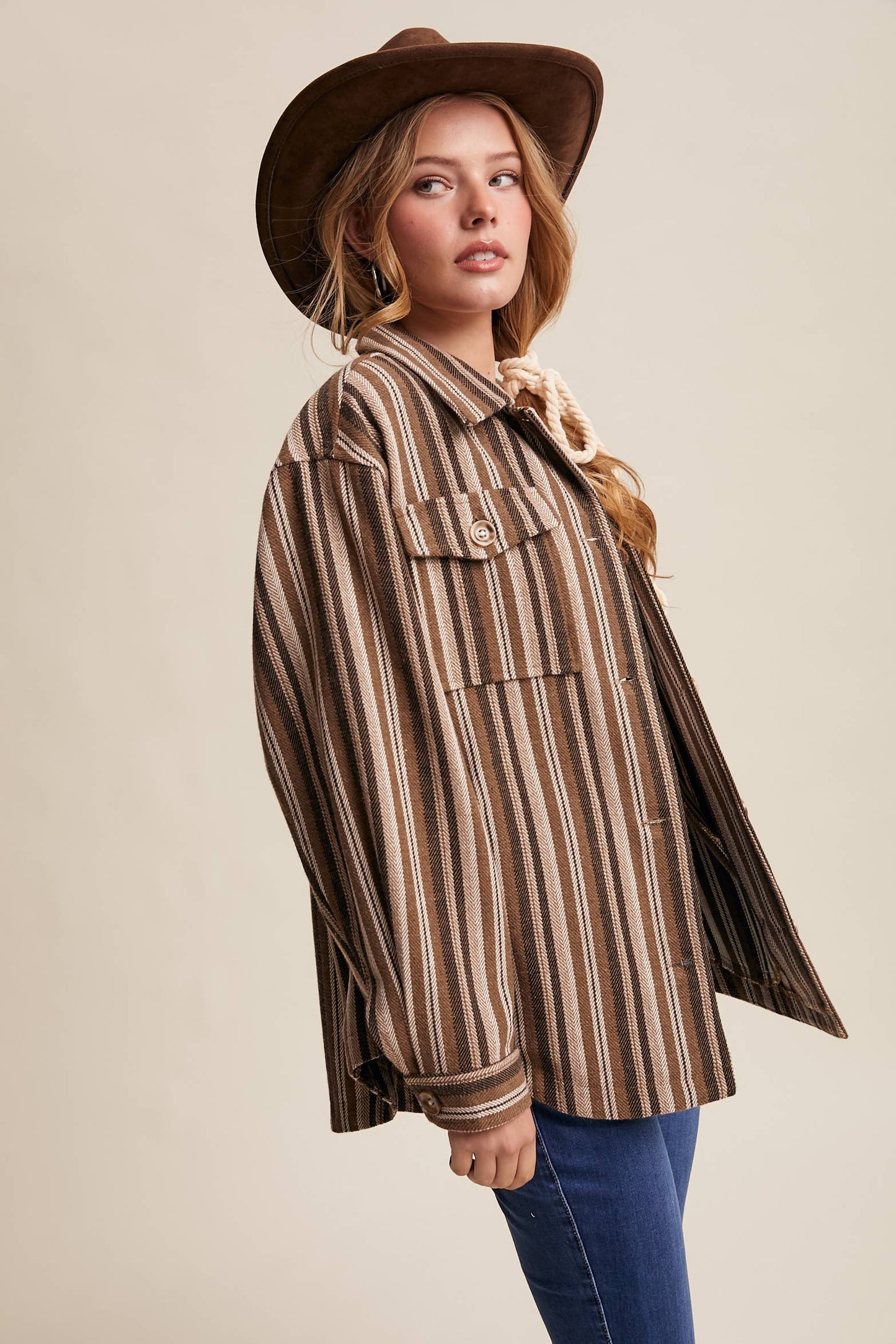 Western Stripe Button-Up Jacket