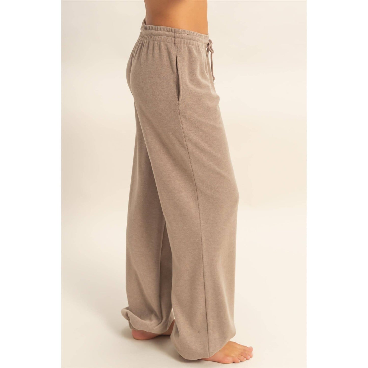 Soft Ribbed Drawstring Jogger Pants