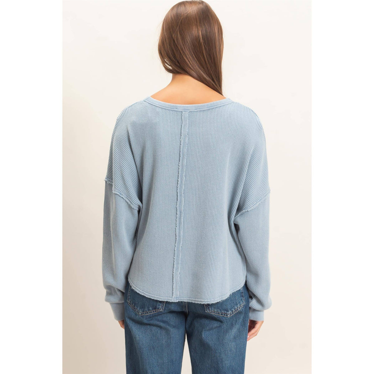 Mineral Wash Waffle Oversized Top