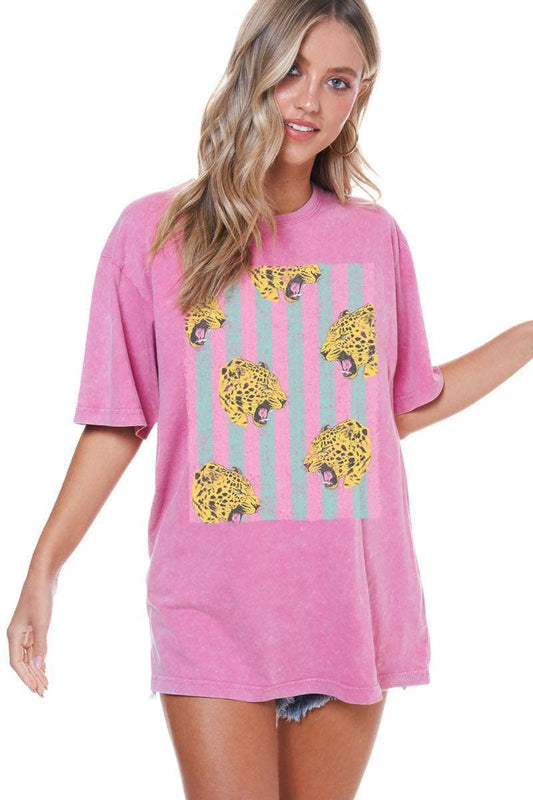Leopard  Washed Boyfriend Graphic Tee
