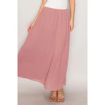 Mauve Long Pleated Skirt
