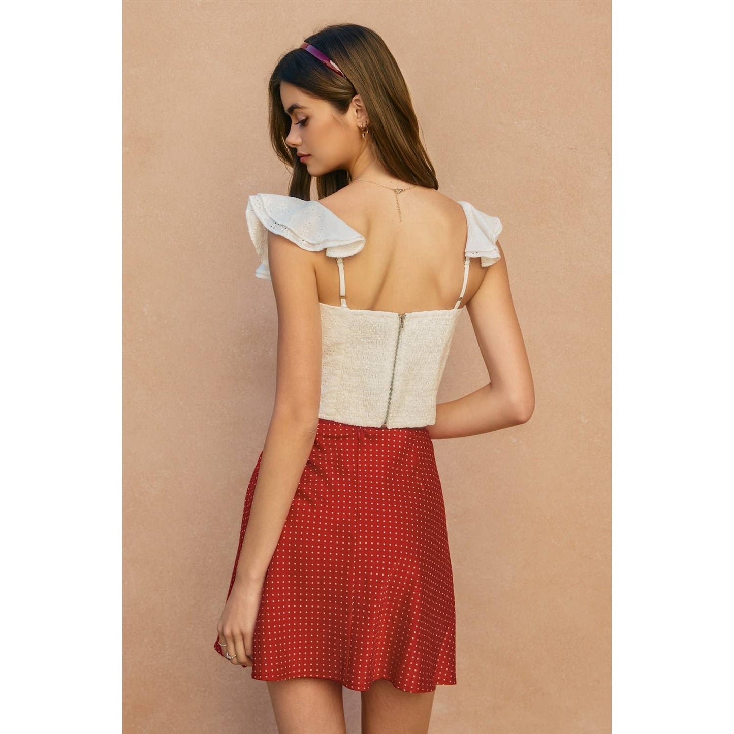 Dot Darling Bias Cut Flared Mini Skirt