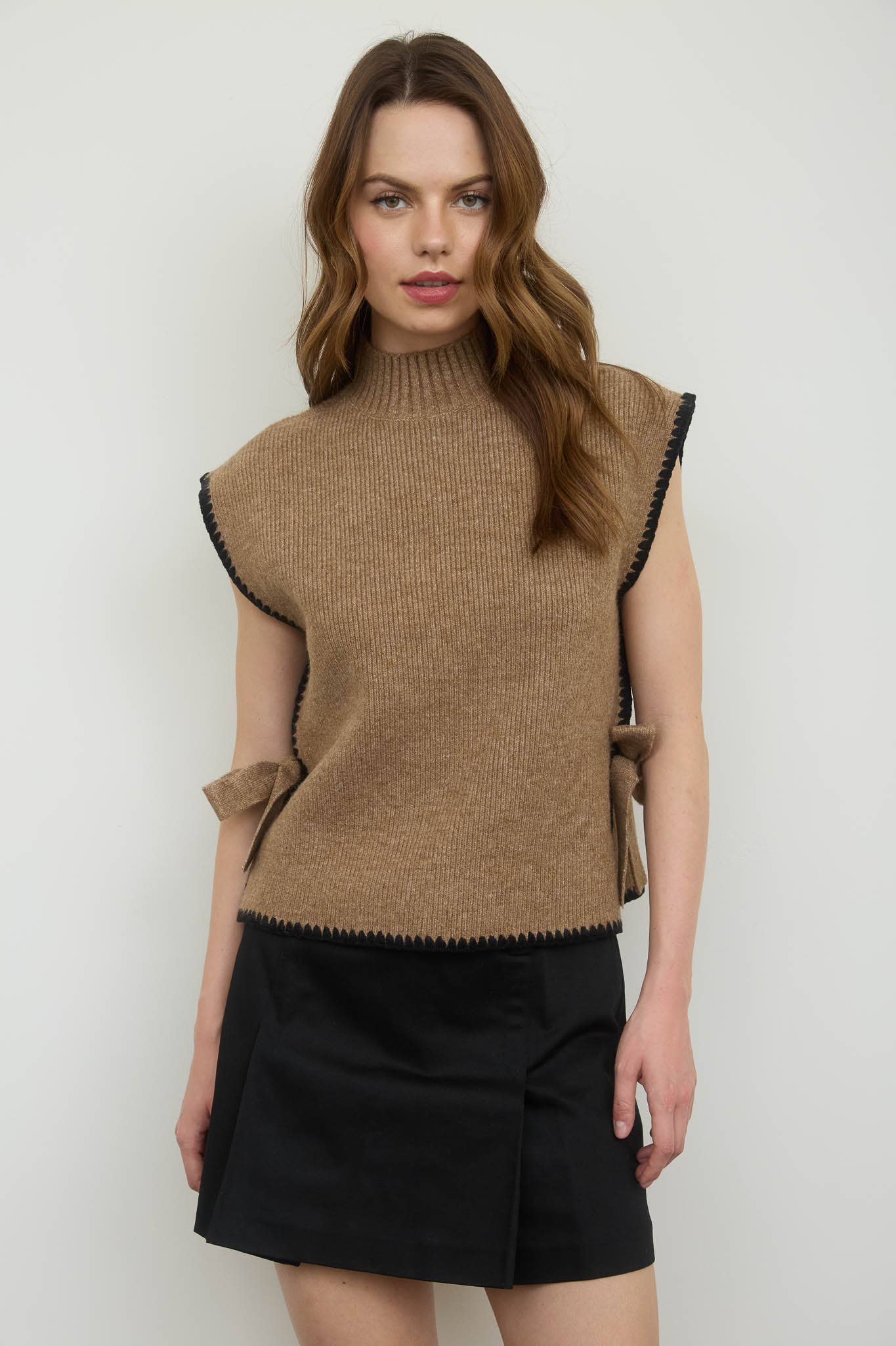 Mocha Side Tie Sweater Top