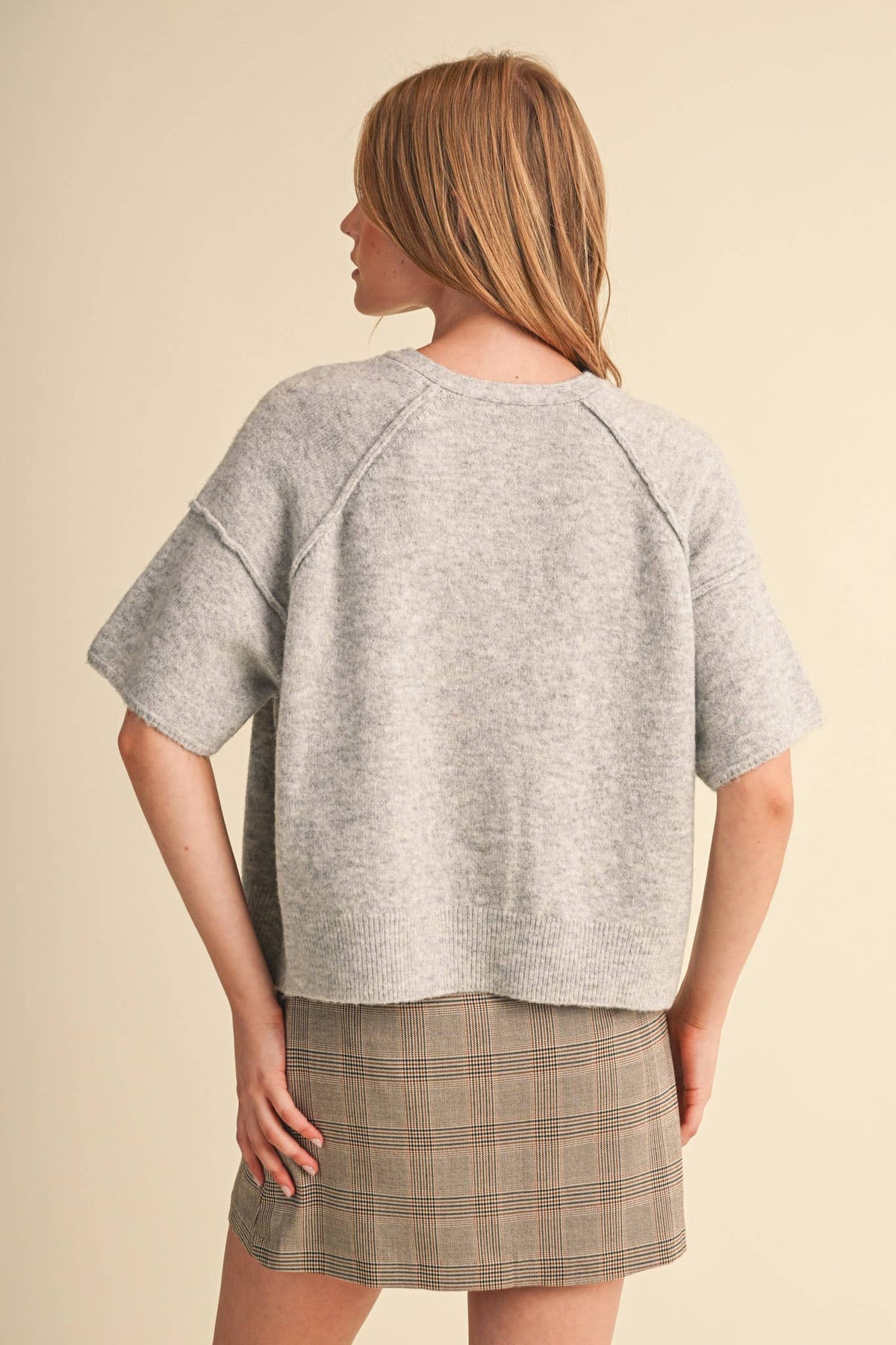 Raw Edge Short Sleeve Cardigan