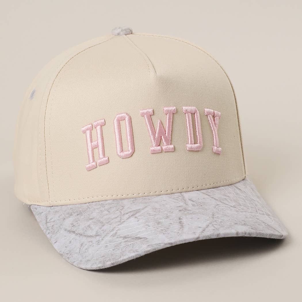 Howdy Embroidered Two-Tone White Camo Trucker Hat
