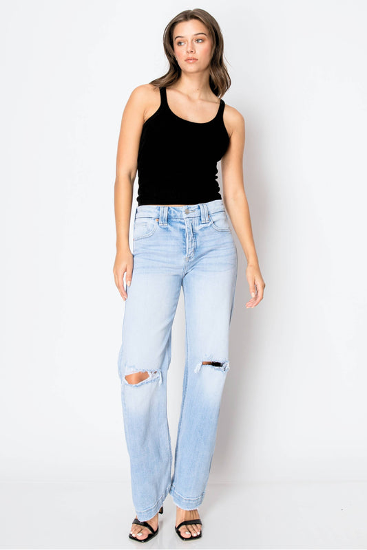 Tummy Control Relaxed Straight Leg Denim