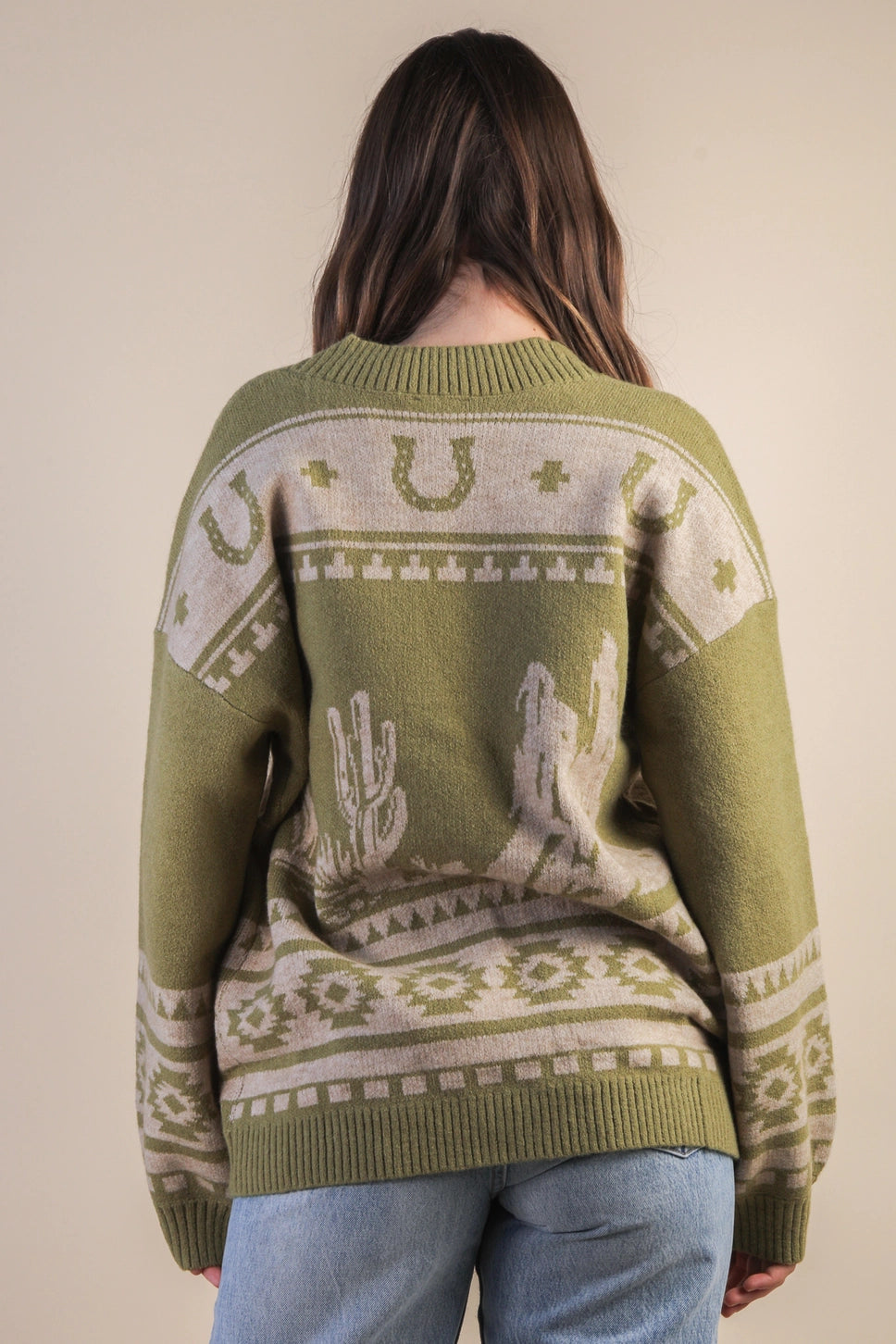 Oversized Western graphic Knit Cadigan