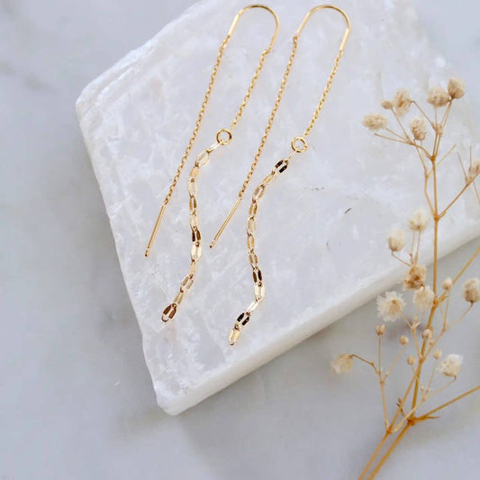 Sequin Threader Earrings - Gold and Silver