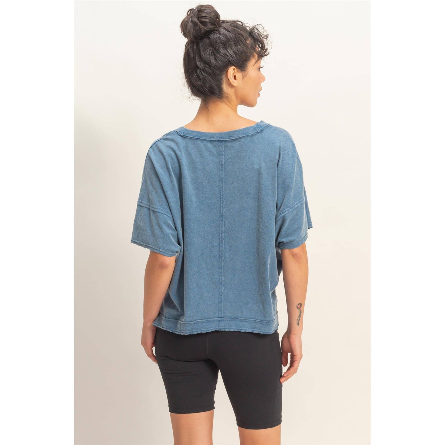 Oversized V-Neck Short Sleeve Top